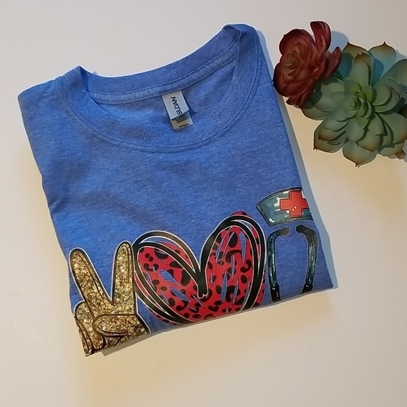 Peace Love Nursing Graphic Blue Tee Medium - Picture 2 of 7